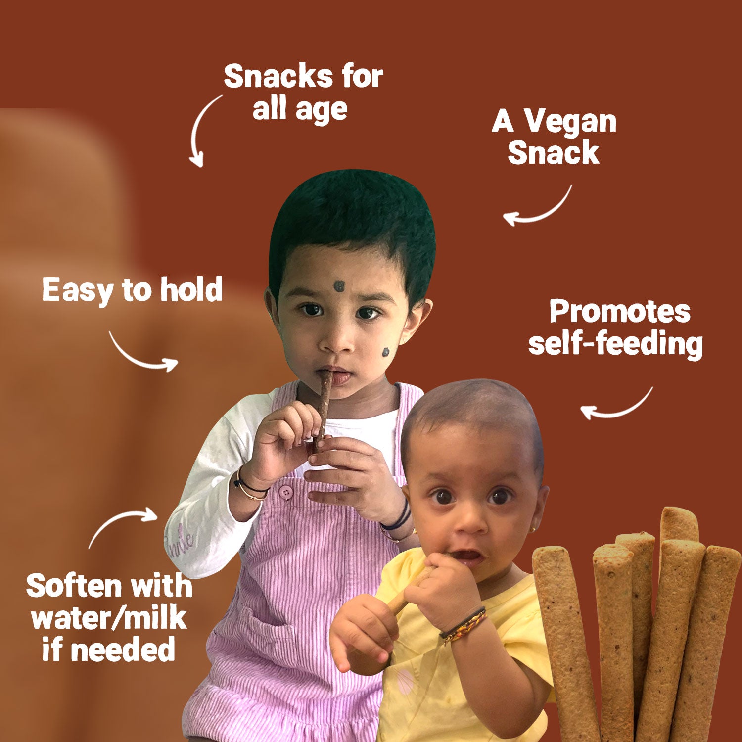 Ragi & Sesame Teething Sticks | Healthy Snack for Babies & All Ages | 150g