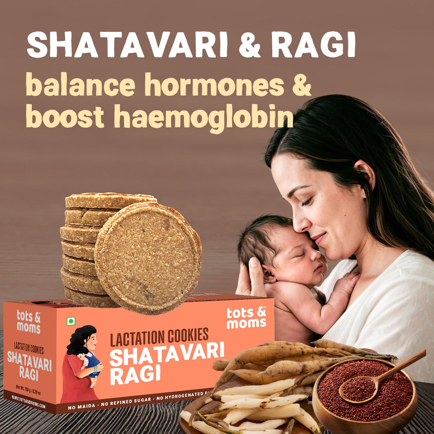 Shatavari Ragi | Moringa & Jowar | Lactation Cookies for New Moms | 150g Each