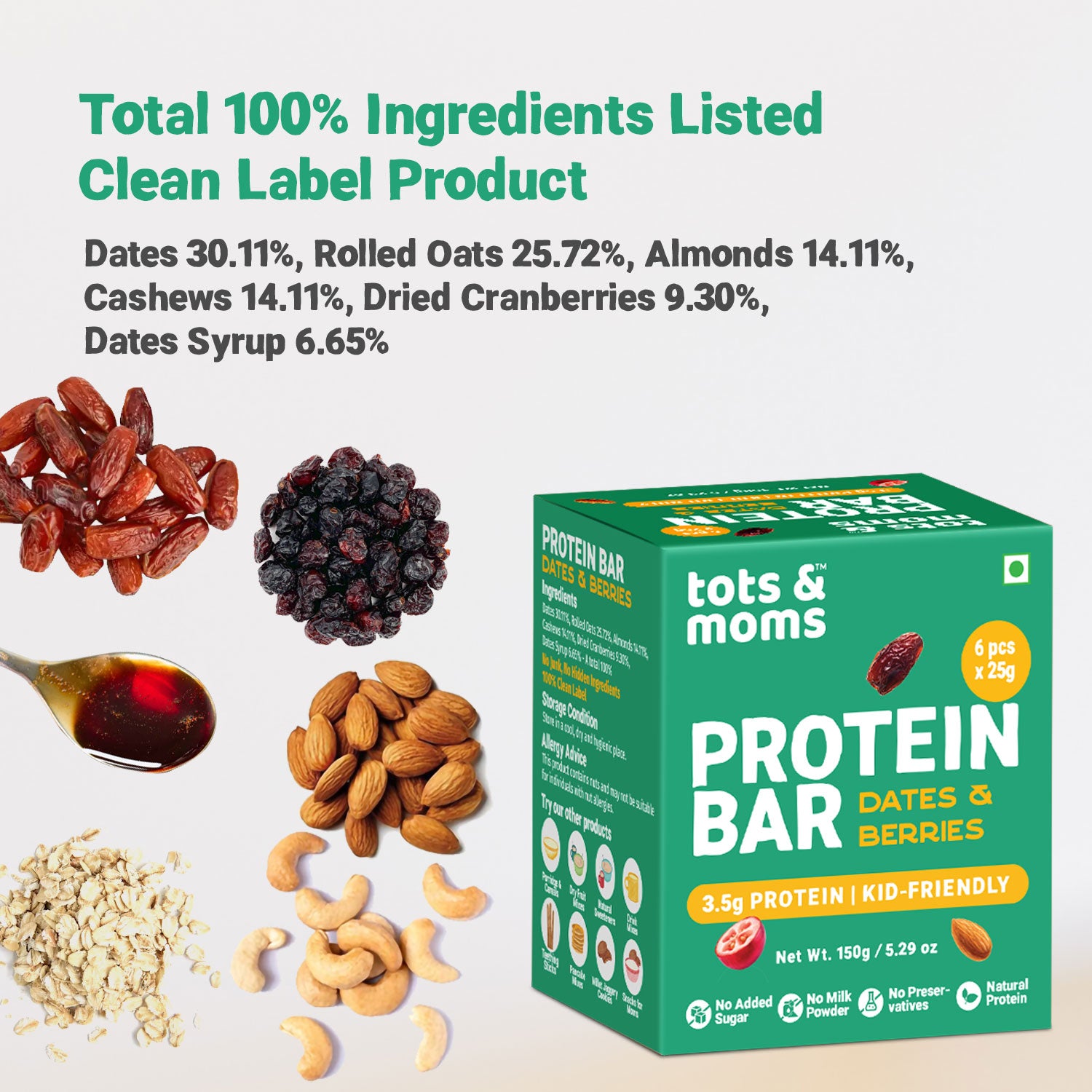 Protein Bar | Choco & Dates Bar | Dates & Berries Bar | 150g each