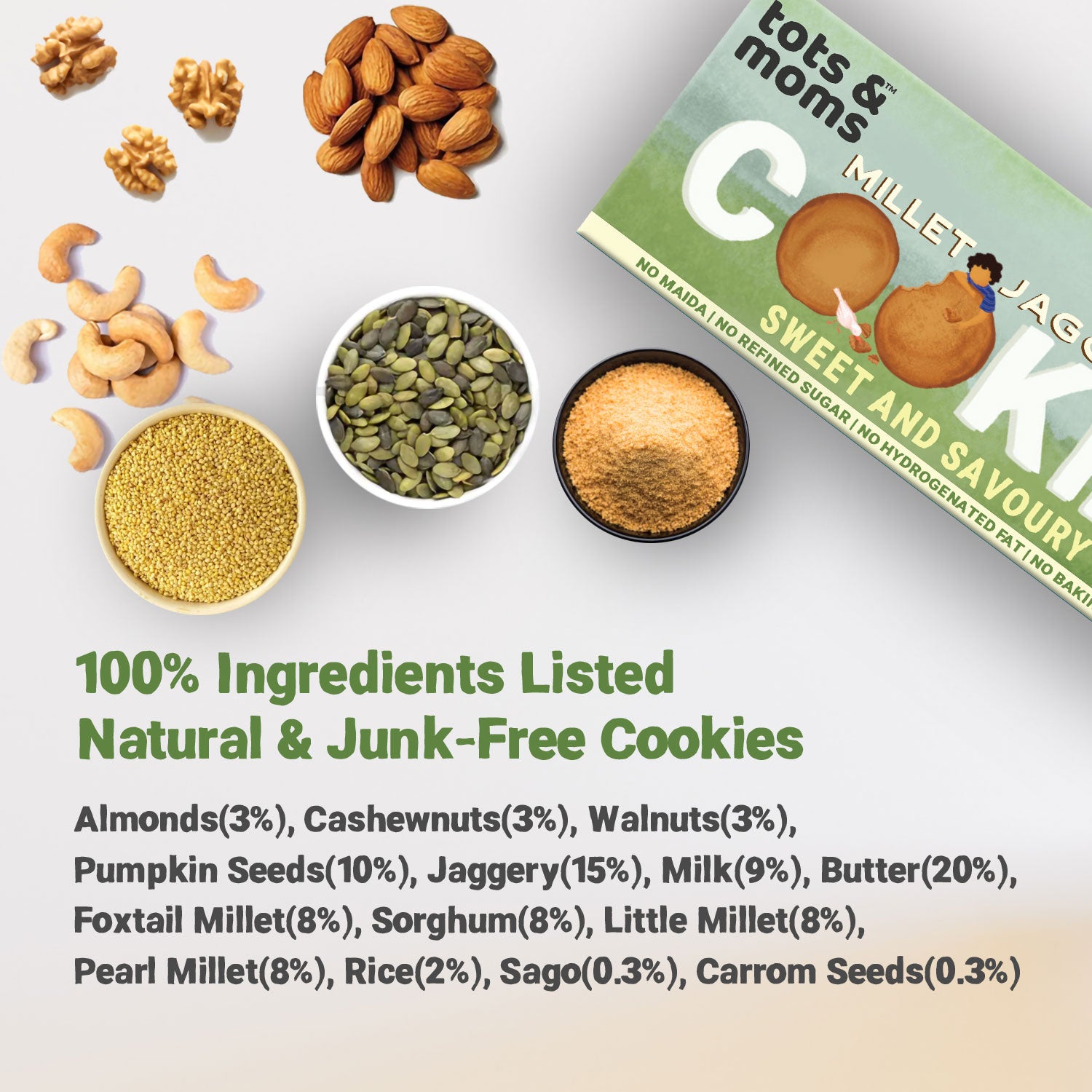 Cookies | Millet & Jaggery | Sweet & Savoury | 150g