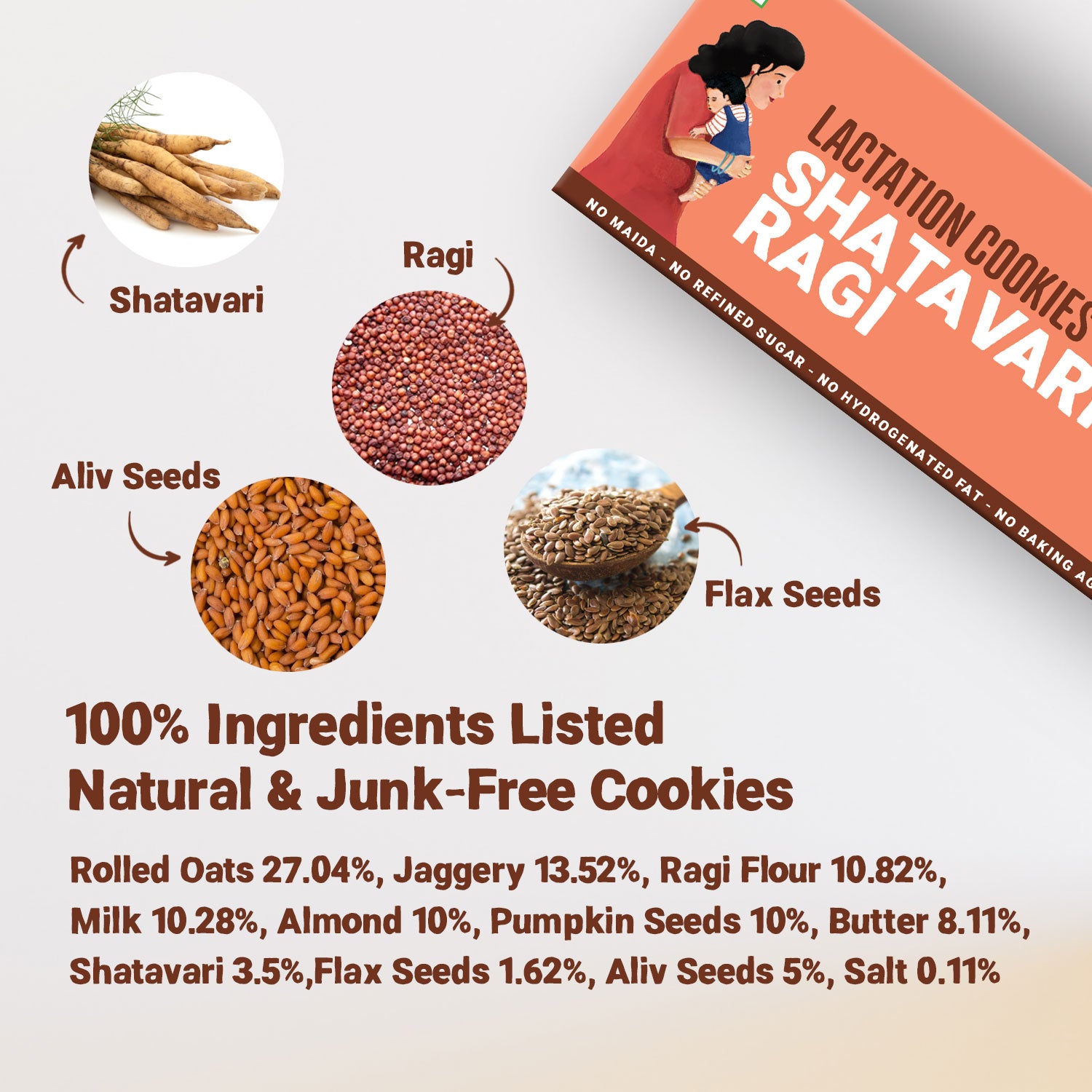 Shatavari Ragi | Moringa & Jowar | Lactation Cookies for New Moms | 150g Each