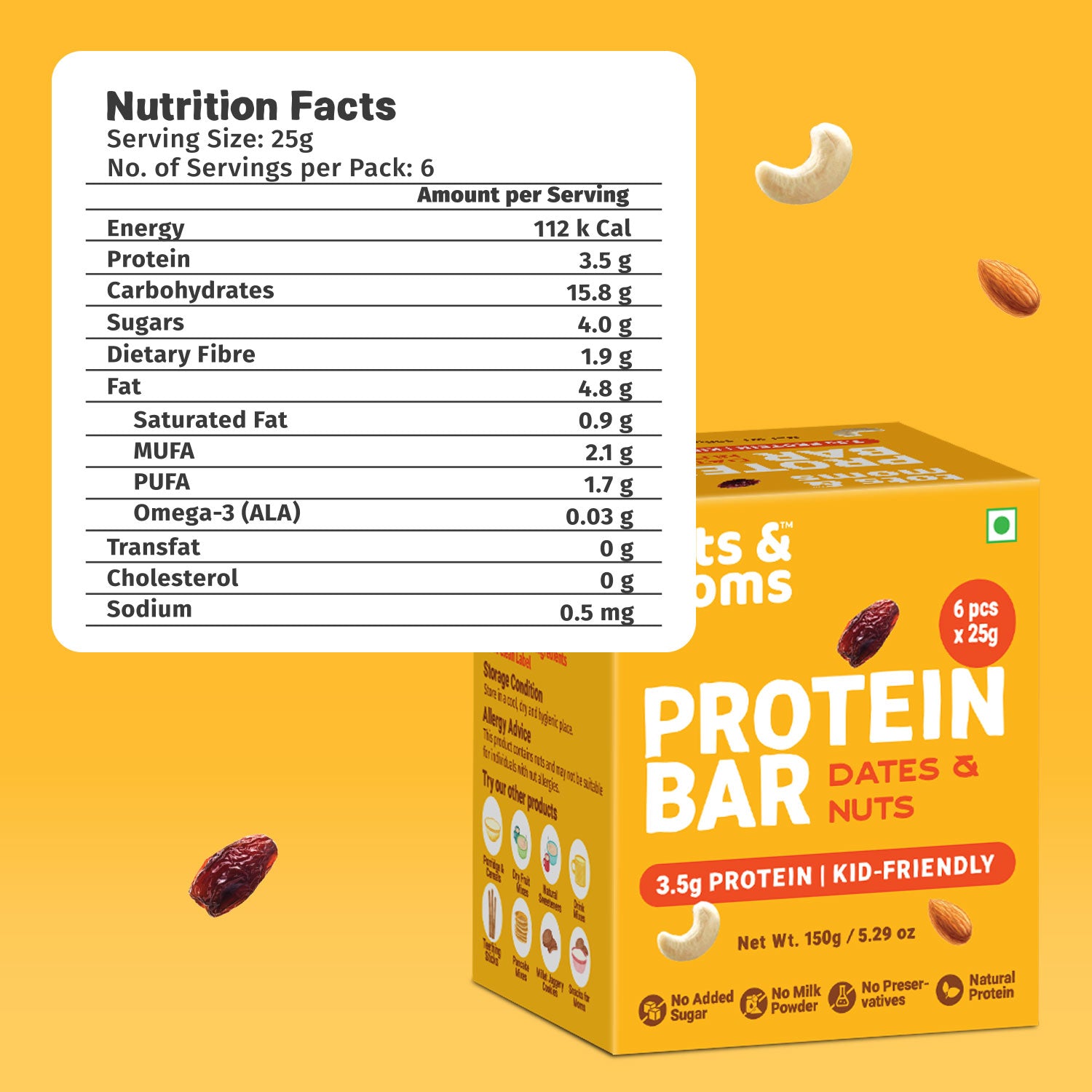 Protein Bar | Dates & Nuts Bar | Dates & Berries Bar | 150g each