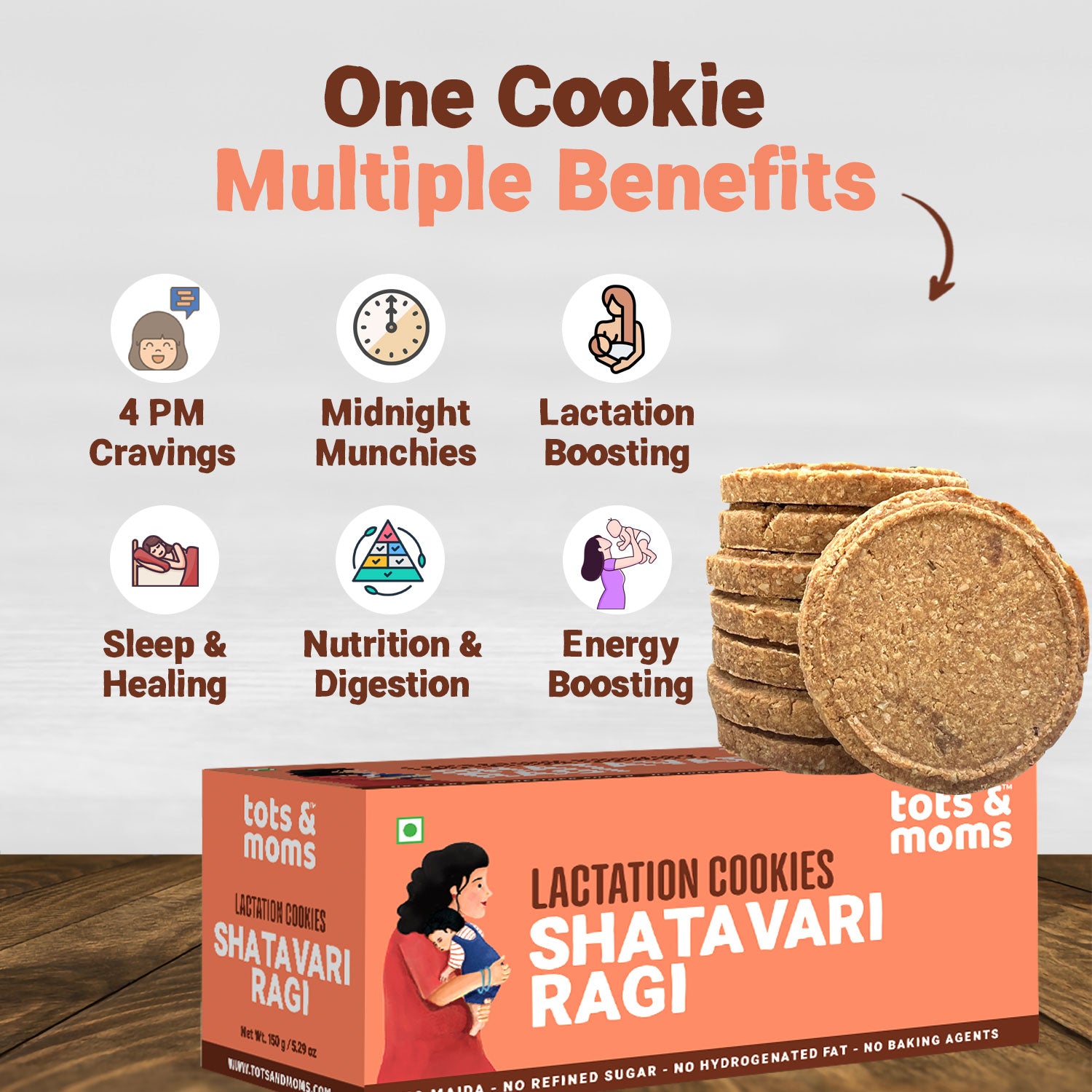 Shatavari Ragi | Moringa & Jowar | Lactation Cookies for New Moms | 150g Each