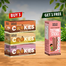 Load image into Gallery viewer, Buy 3 Millet & Jaggery Cookies | Get 1 Teething Sticks - Ragi & Sesame Free