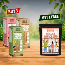 Load image into Gallery viewer, Buy 3 Teething Sticks | Get 1 Laddu Mix - Choco Jowar Free
