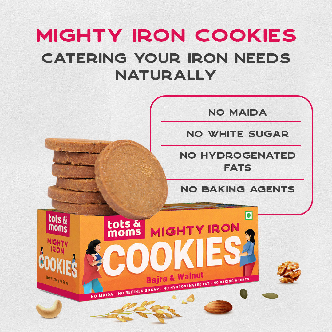 Healthy & Nutritional Cookies for Moms - Pack of 2 | Mighty Iron | Folic Fiesta | 150g each