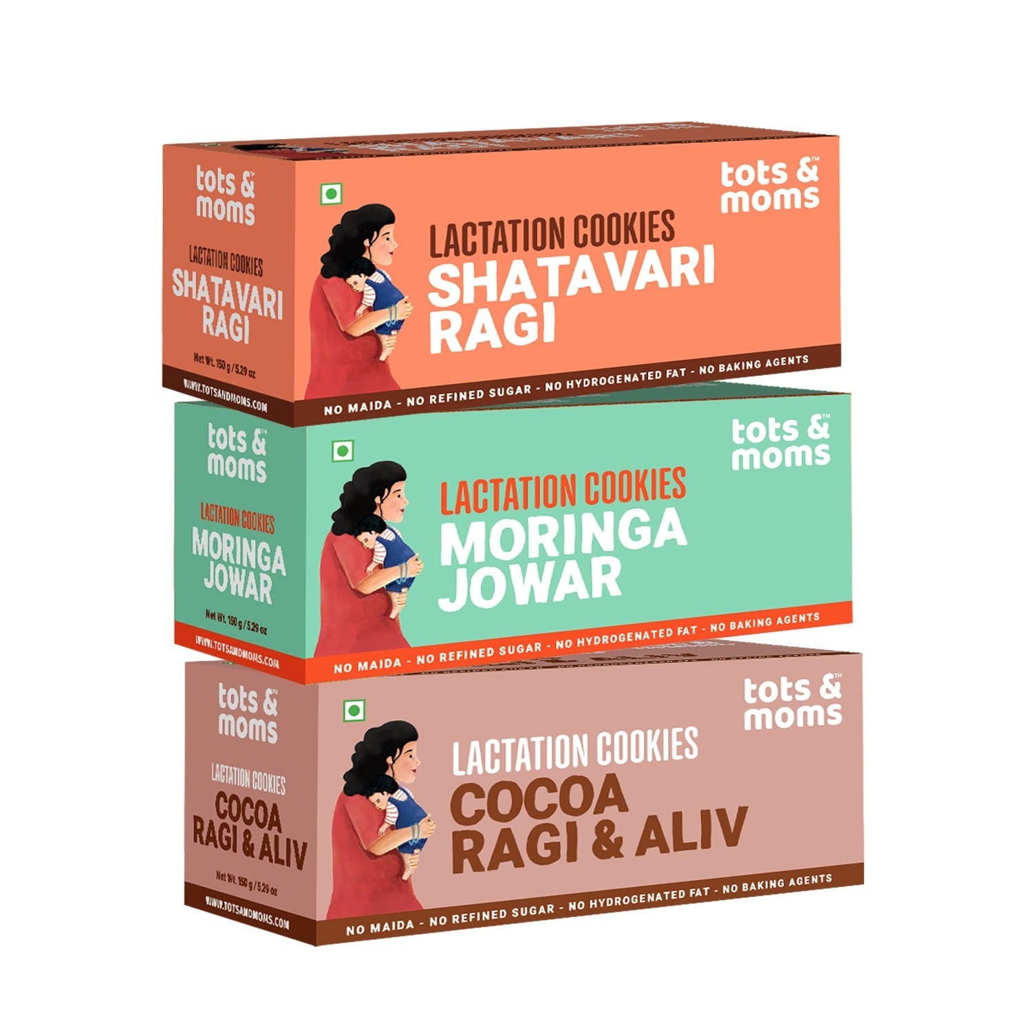 Shatavari Ragi | Moringa & Jowar | Cocoa Ragi & Aliv | Lactation Cookies for New Moms | 150g Each