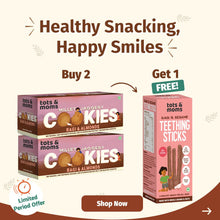 Load image into Gallery viewer, Buy 2 Cookies - Ragi & Almonds, Get Teething Sticks Free - Tots and Moms - BeNative Ventures Pvt. Ltd