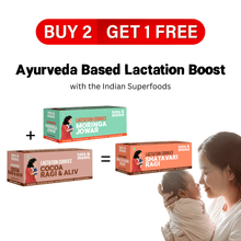 Load image into Gallery viewer, Buy 2 Lactation Cookies – Cocoa Ragi & Aliv and Moringa Jowar, Get Shatavari Ragi Free - Tots and Moms - BeNative Ventures Pvt. Ltd