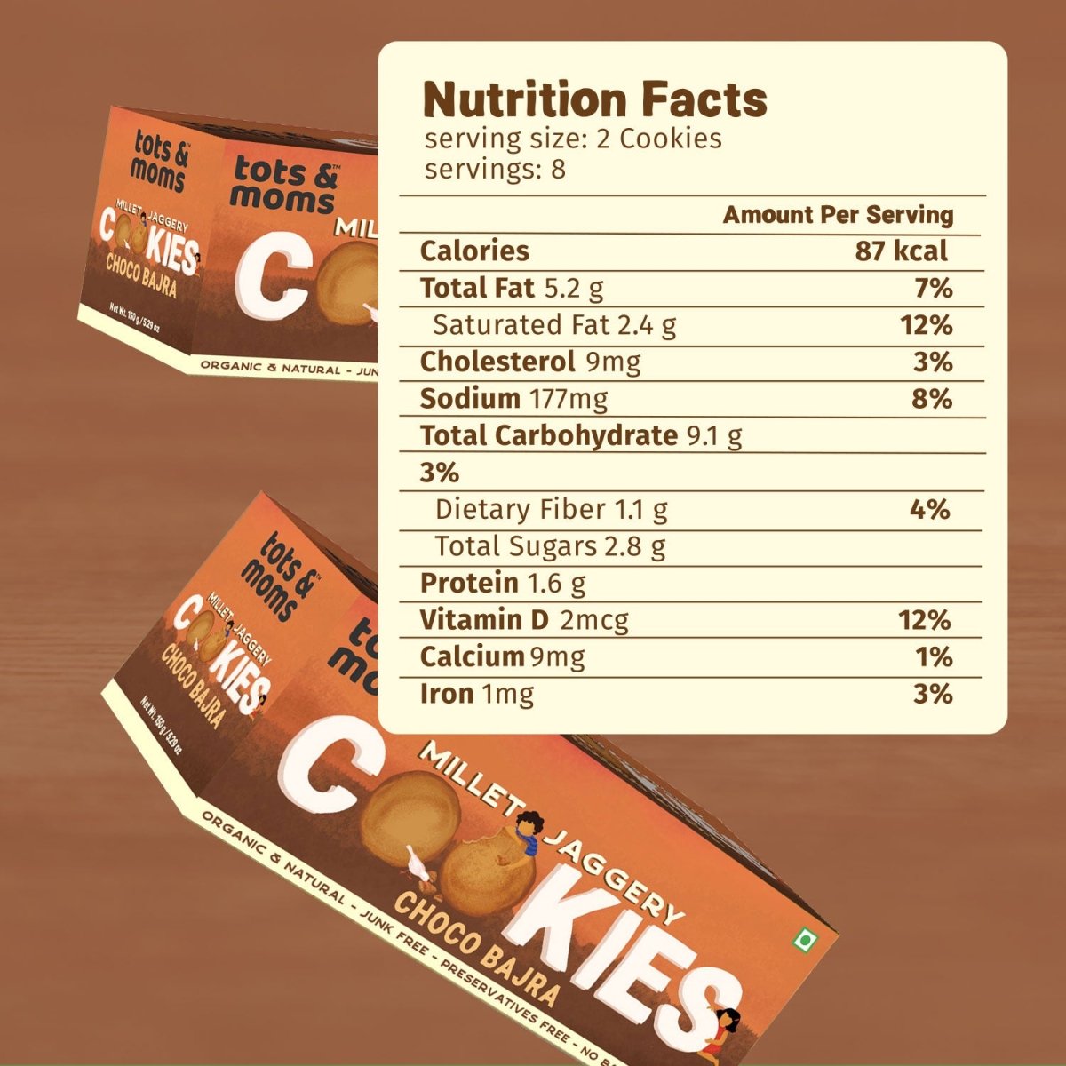 Cookies | Millet & Jaggery | Choco Bajra | 150g - Tots and Moms - BeNative Ventures Pvt. Ltd