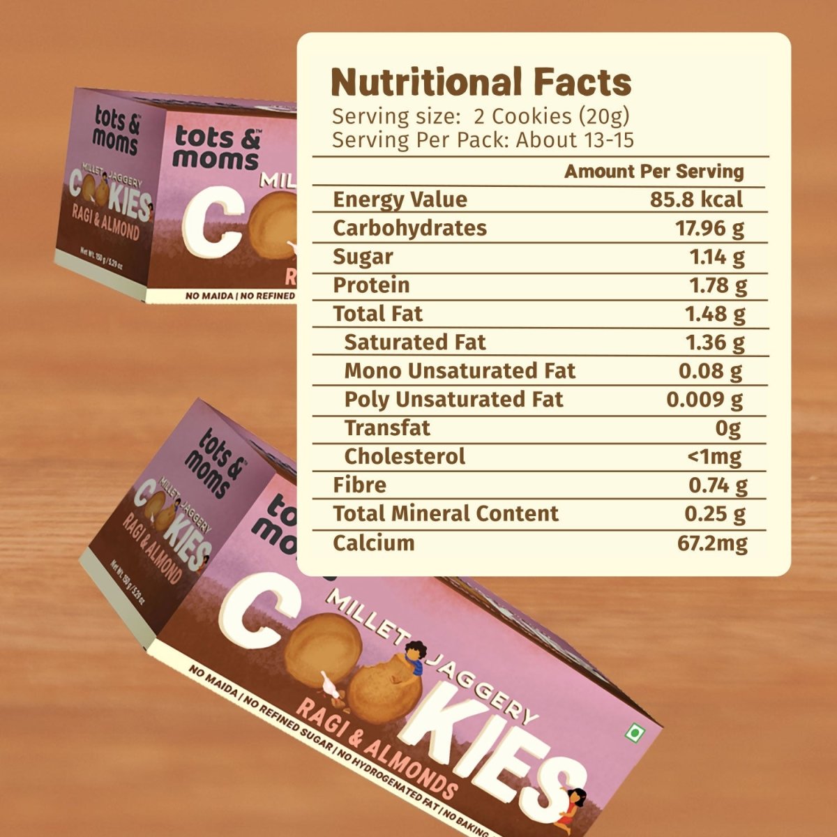 Cookies | Millet & Jaggery | Ragi & Almonds | 150g - Tots and Moms - BeNative Ventures Pvt. Ltd