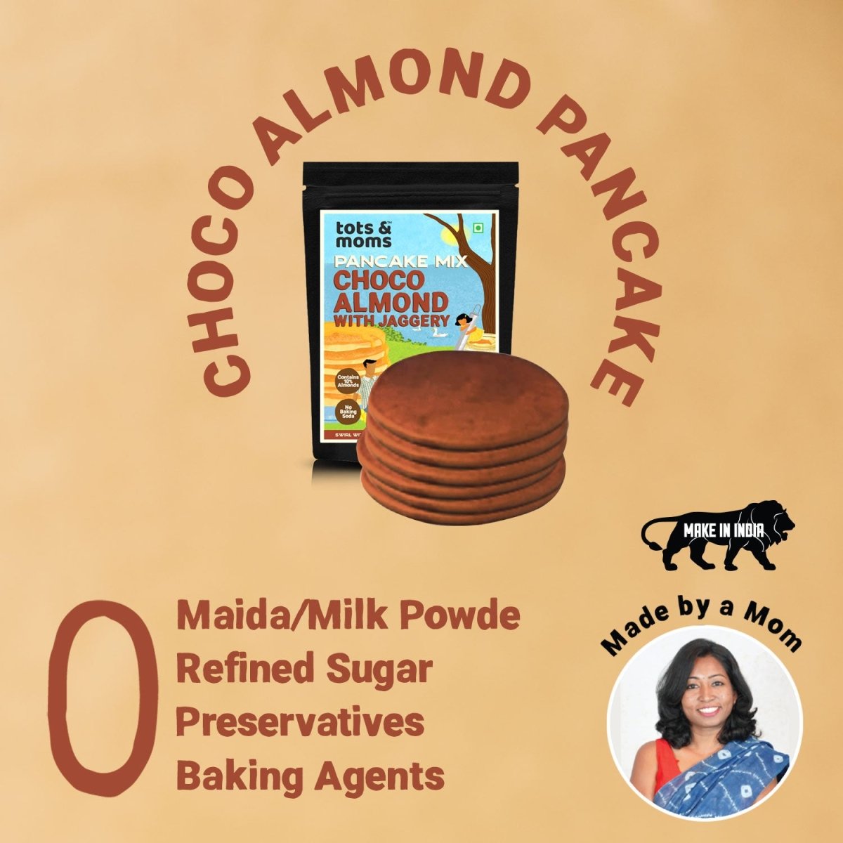 Pancake Mix | Choco Almond Pancake with Jaggery | 250g - Tots and Moms - BeNative Ventures Pvt. Ltd