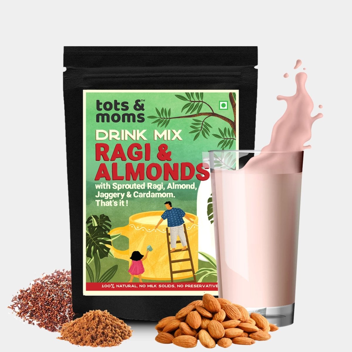 Ragi & Almond with Jaggery Drink Mix - 200g - Tots and Moms - BeNative Ventures Pvt. Ltd