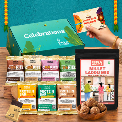Festive Celebration Gift Box Hamper for Families & Kids - Pack of 12 Assorted Healthy Snacks