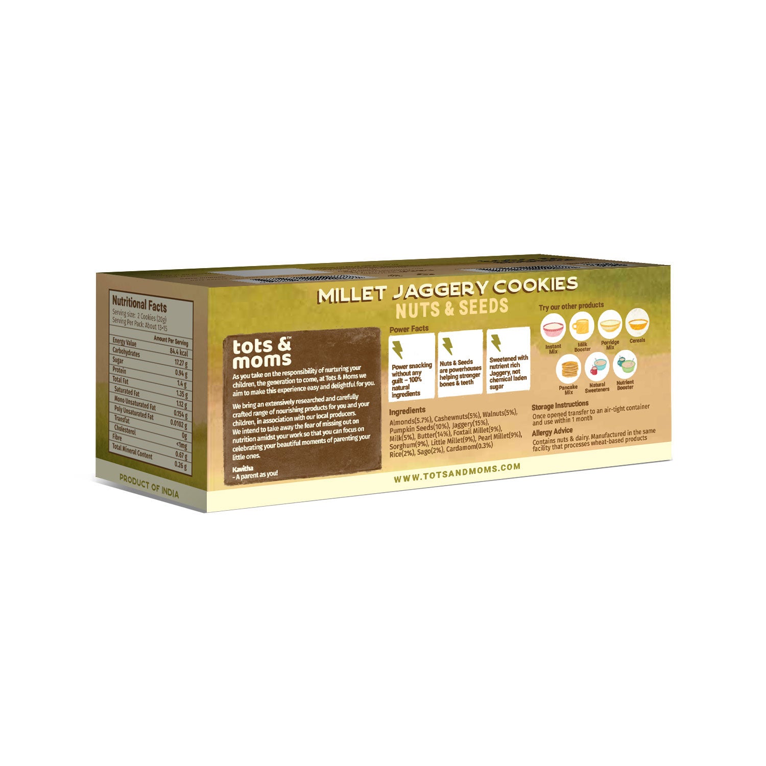 Healthy & Nutritional Cookies for Kids - Pack of 3| |Choco Bajra | Sweet & Savory | Nuts & Seeds | 150g each