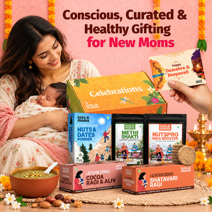 Festive Gift Box for New Moms & Lactation (Big) | Pack of 5 Postpartum Nutrition Hamper