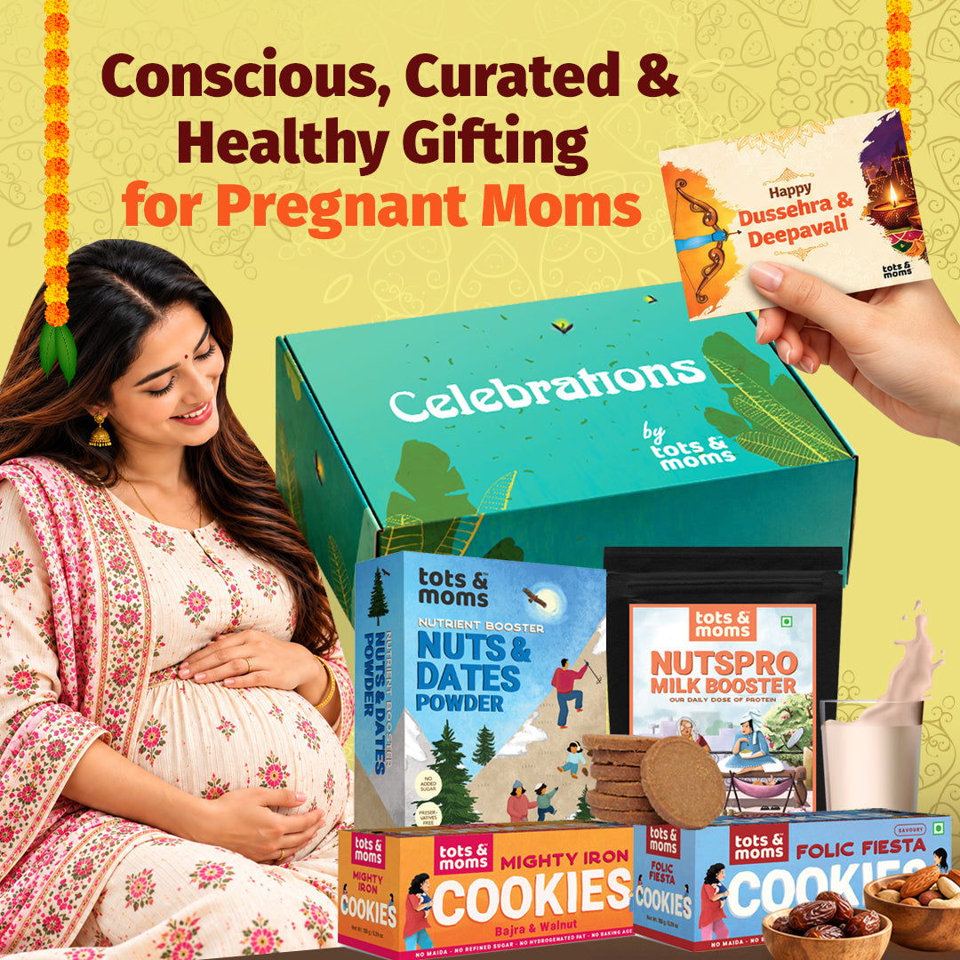 Festive Gift Box for Pregnant Moms (Small) | Pack of 4 Healthy Snacks & Drink Hamper