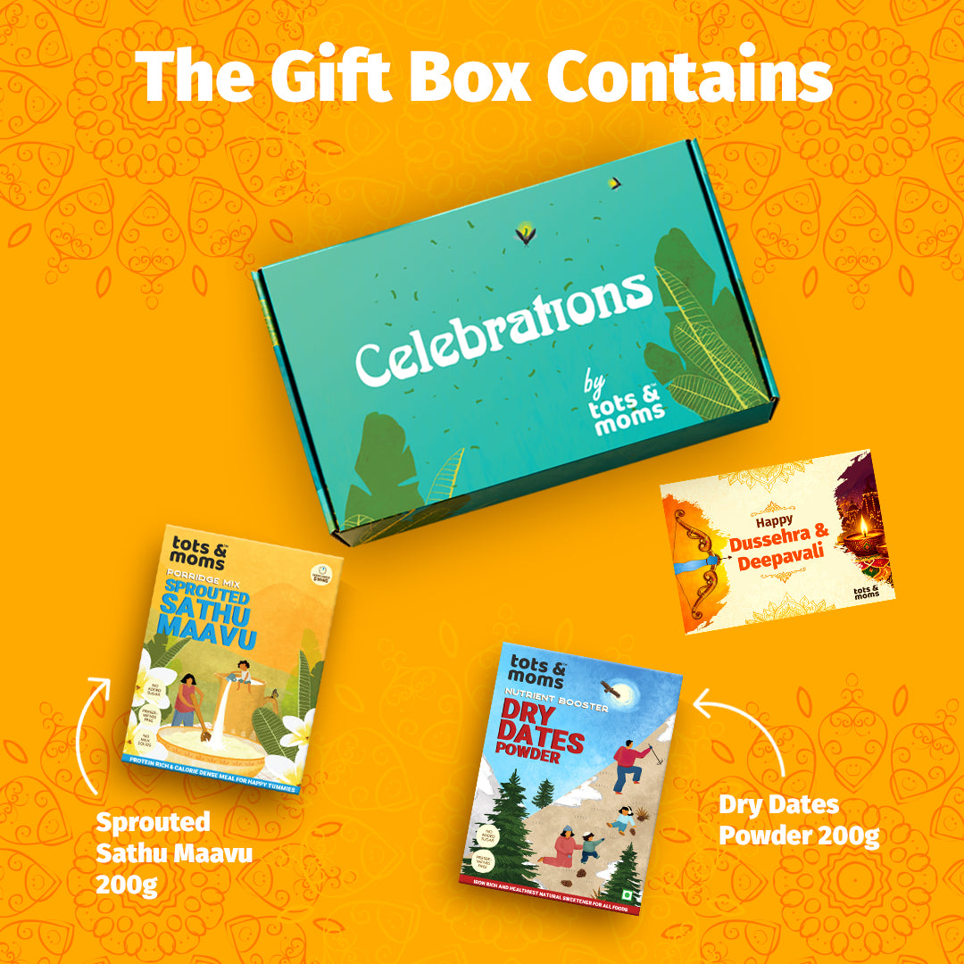 Festive Gift Box Hamper for Babies (Small) - Pack of 2 | Sprouted Sathu Maavu & Natural Dry Dates Powder