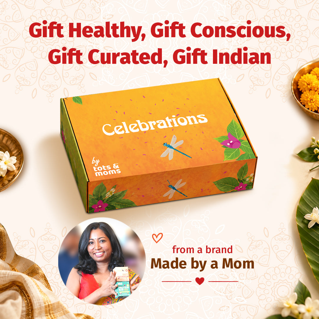 Festive Gift Box Hamper for Moms (Big) - Pack of 5 | Ragi Almond Cookies, Iron Cookies, Millet Laddu Mix, Drink Mix & Dates Powder