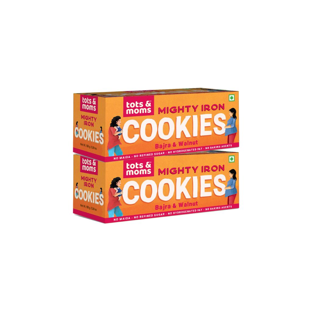 Healthy & Nutritional Mighty Iron Cookies for Moms - Bajra & Walnut - Pack of 2 - 150g Each