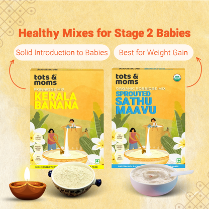 Festive Gift Box Hamper for Babies (Big) - Pack of 4 | Kerala Banana Powder, Sprouted Sathu Maavu, Dry Fruits & Dates Powder