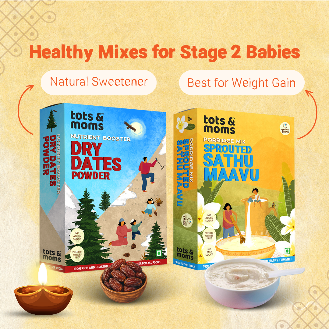 Festive Gift Box Hamper for Babies (Small) - Pack of 2 | Sprouted Sathu Maavu & Natural Dry Dates Powder
