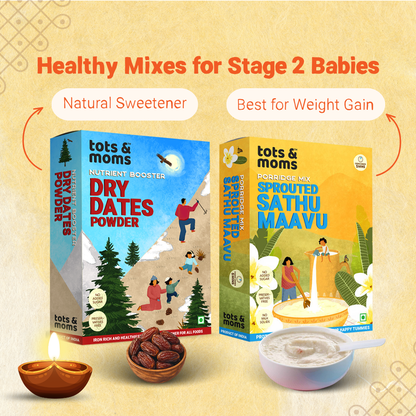 Festive Gift Box Hamper for Babies (Small) - Pack of 2 | Sprouted Sathu Maavu & Natural Dry Dates Powder
