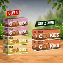 Load image into Gallery viewer, Buy 4 Millet &amp; Jaggery Cookies Ragi &amp; Almonds, Nuts &amp; Seeds | Get 2 Choco Bajra Free
