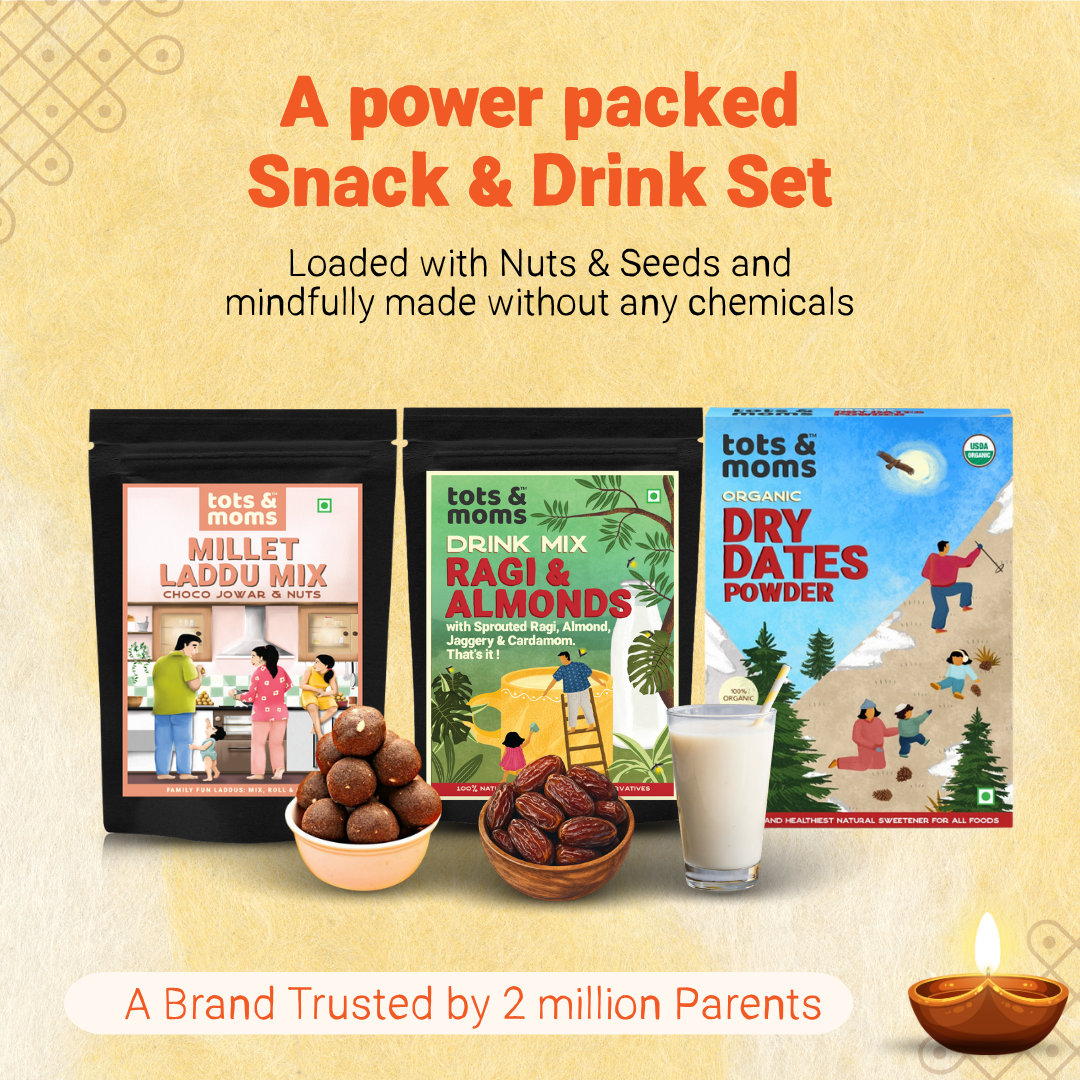 Festive Gift Box Hamper for Moms (Big) - Pack of 5 | Ragi Almond Cookies, Iron Cookies, Millet Laddu Mix, Drink Mix & Dates Powder