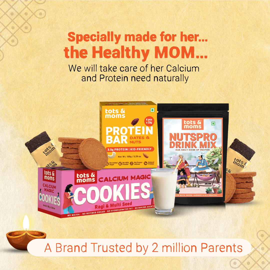 Festive Gift Box Hamper for Moms (Small) - Pack of 3 | Calcium Cookies, Nutspro Health Drink & Nuts & Dates Protein Bar