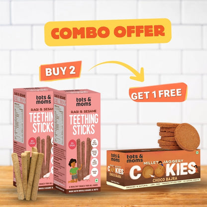 Snack Combo - Buy 2 Ragi & Sesame Teething Sticks & Get 1 Coco Bajra Cookies FREE