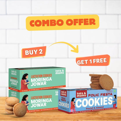 Cookies Combo – Moringa Jowar Cookies (Pack of 2) & Folic Festa Cookies (Pack of 1)