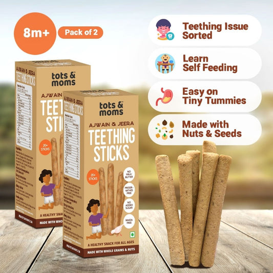 Ajwain & Jeera | Teething Sticks | Healthy Snacks for Babies and All Ages | Pack of 2 | 150g Each - Tots and Moms - BeNative Ventures Pvt. Ltd