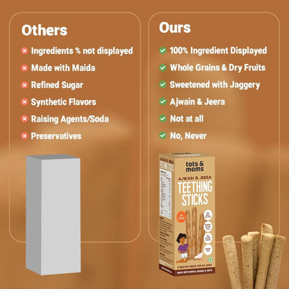 Ajwain & Jeera | Teething Sticks | Healthy Snacks for Babies and All Ages | Pack of 2 | 150g Each - Tots and Moms - BeNative Ventures Pvt. Ltd