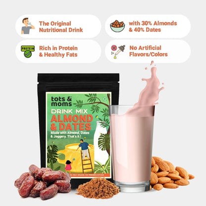 Almond & Dates with Jaggery Drink Mix | 200g - Tots and Moms - BeNative Ventures Pvt. Ltd