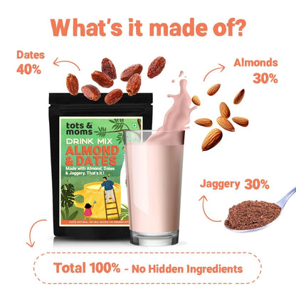 Almond & Dates with Jaggery Drink Mix | 200g - Tots and Moms - BeNative Ventures Pvt. Ltd