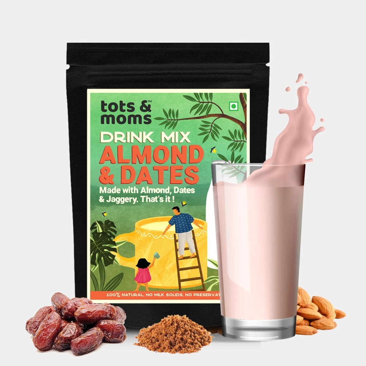 Almond & Dates with Jaggery Drink Mix | 200g - Tots and Moms - BeNative Ventures Pvt. Ltd
