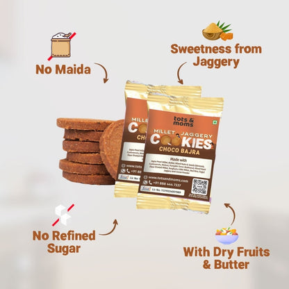 Birthday Cookies - Pack of 50 - Choco Bajra Cookies - Tots and Moms - BeNative Ventures Pvt. Ltd