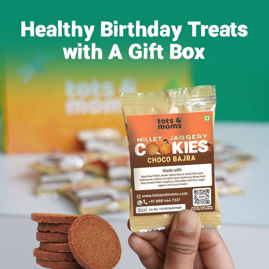 Birthday Cookies - Pack of 50 - Choco Bajra Cookies - Tots and Moms - BeNative Ventures Pvt. Ltd
