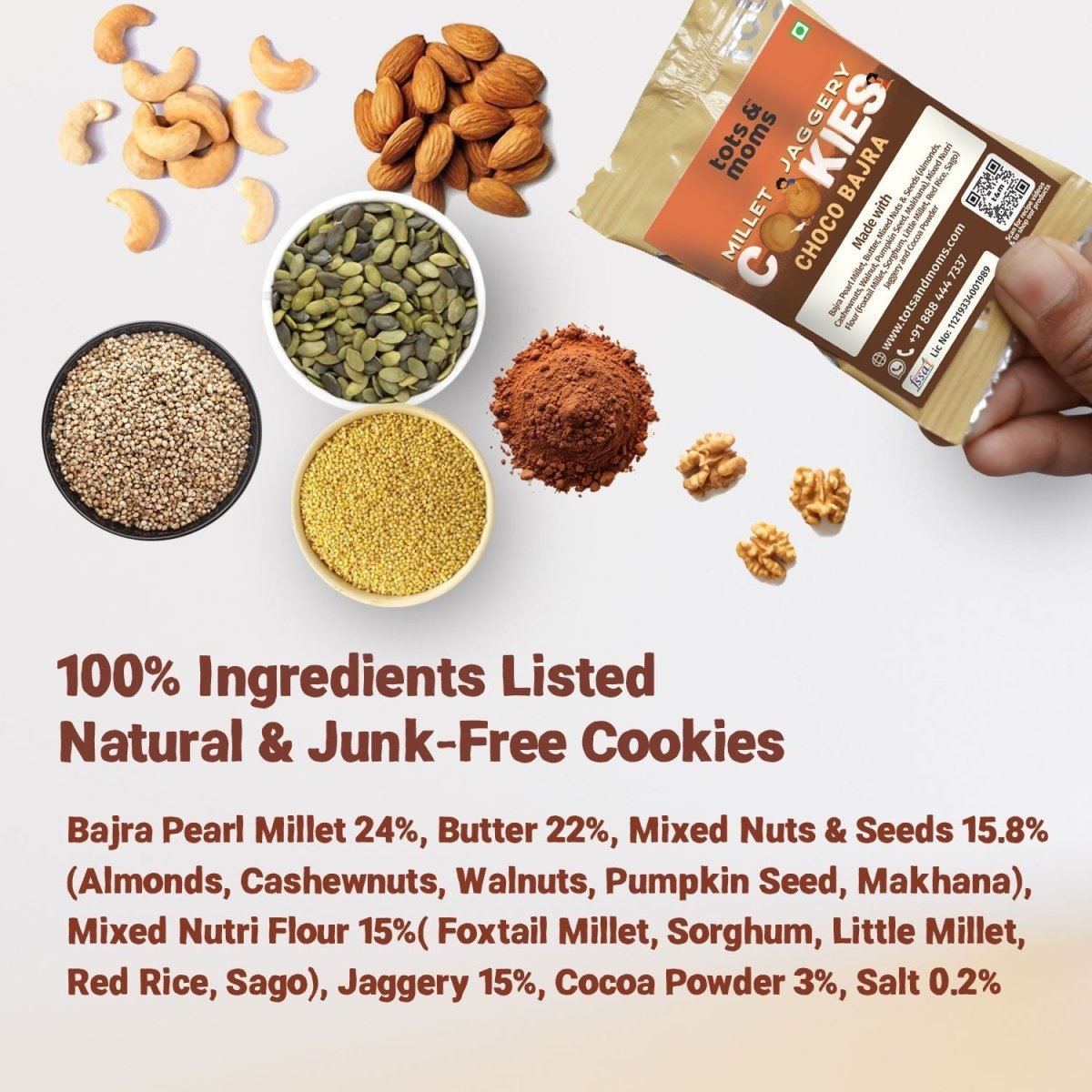 Birthday Cookies - Pack of 50 - Choco Bajra Cookies - Tots and Moms - BeNative Ventures Pvt. Ltd