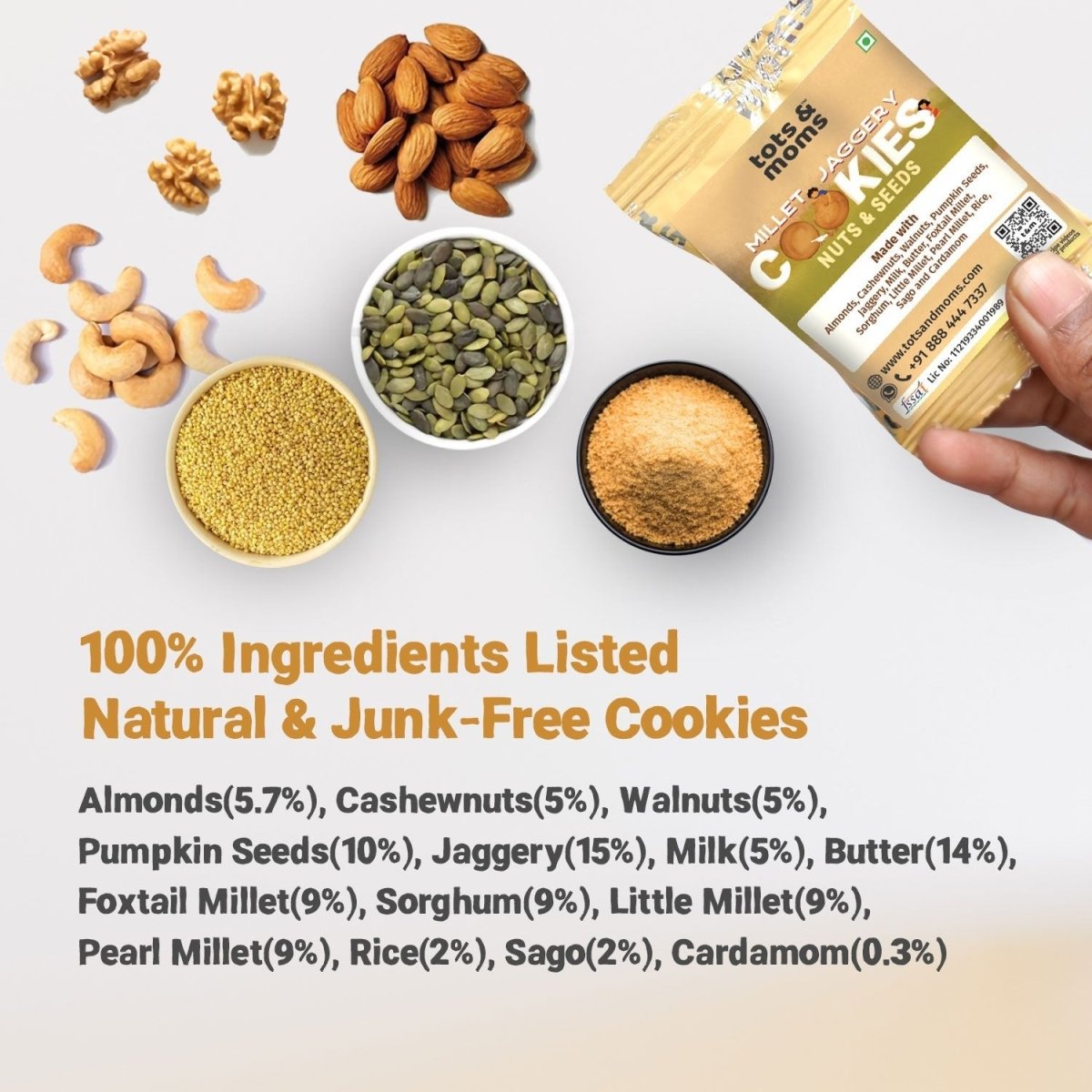 Birthday Cookies - Pack of 50 - Nuts & Seeds Cookies - Tots and Moms - BeNative Ventures Pvt. Ltd