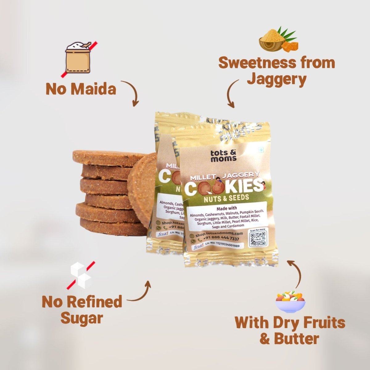 Birthday Cookies - Pack of 50 - Nuts & Seeds Cookies - Tots and Moms - BeNative Ventures Pvt. Ltd