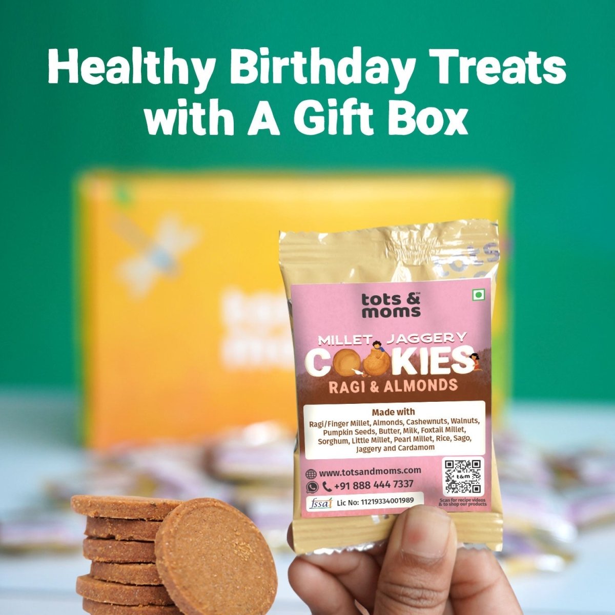 Birthday Cookies - Pack of 50 - Ragi & Almonds Cookies - Tots and Moms - BeNative Ventures Pvt. Ltd
