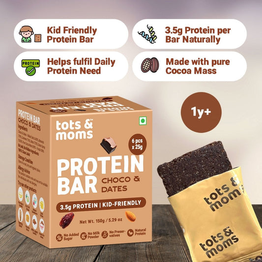 Choco & Dates Protein Bar | Healthy Snack | Kids Friendly | 150g - Tots and Moms - BeNative Ventures Pvt. Ltd