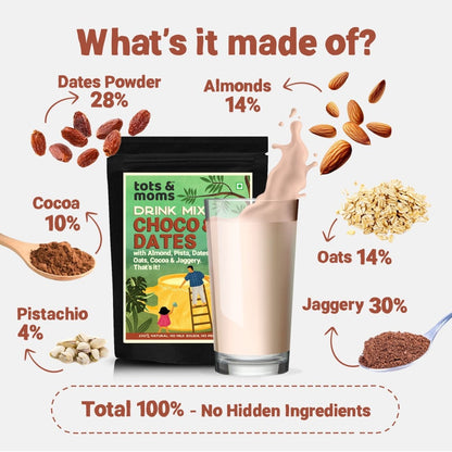 Choco & Dates with Jaggery Drink Mix | 200g - Tots and Moms - BeNative Ventures Pvt. Ltd