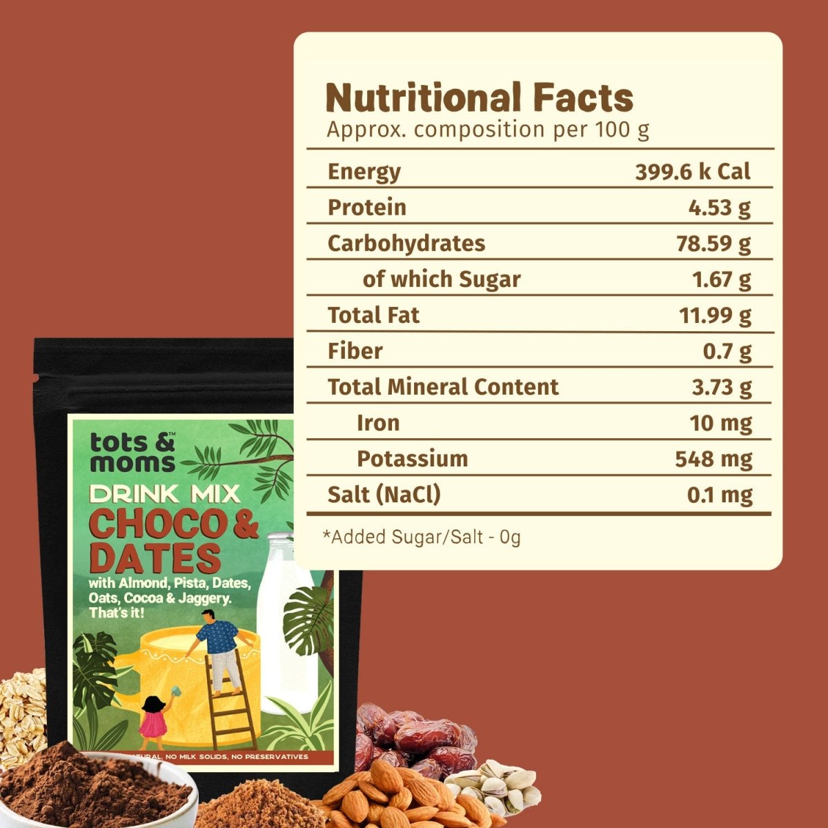 Choco & Dates with Jaggery Drink Mix | 200g - Tots and Moms - BeNative Ventures Pvt. Ltd