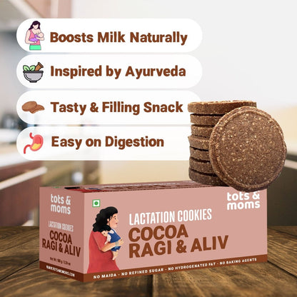 Cocoa Ragi and Aliv Lactation Cookies for New Moms | 150g - Tots and Moms - BeNative Ventures Pvt. Ltd
