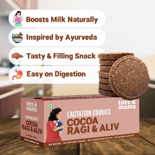 Cocoa Ragi and Aliv Lactation Cookies for New Moms | 150g - Tots and Moms - BeNative Ventures Pvt. Ltd
