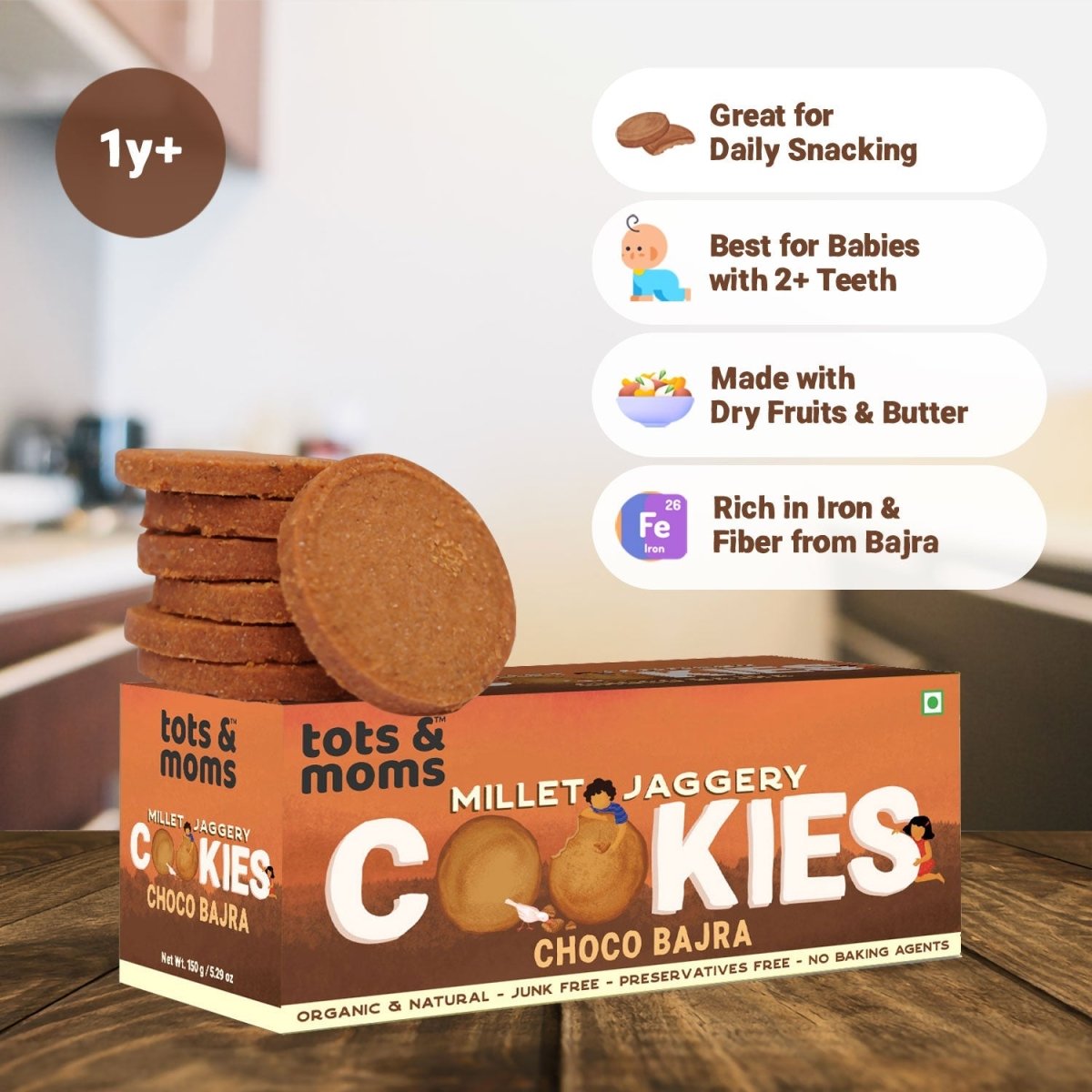 Cookies | Millet & Jaggery | Choco Bajra | 150g - Tots and Moms - BeNative Ventures Pvt. Ltd