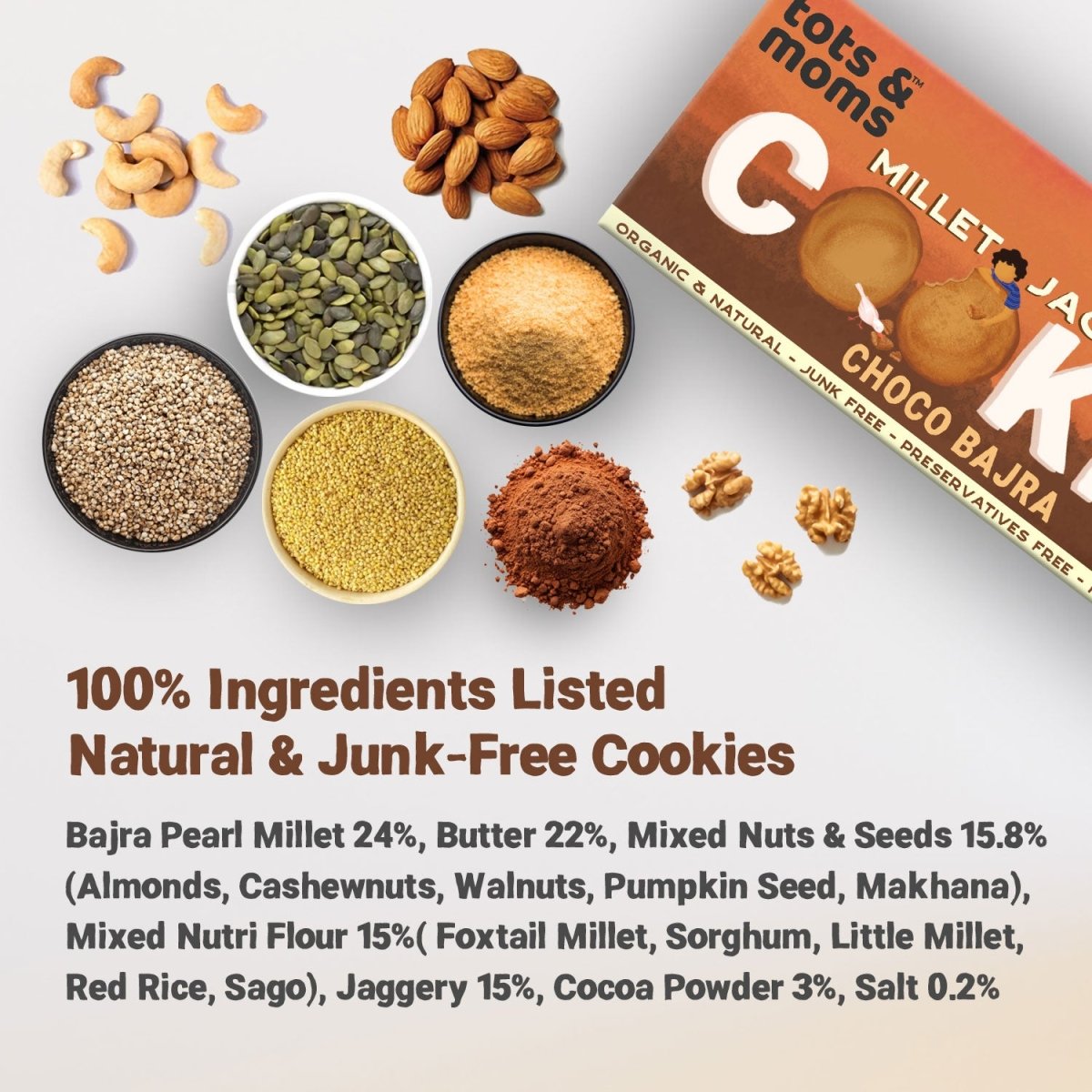 Cookies | Millet & Jaggery | Choco Bajra | 150g - Tots and Moms - BeNative Ventures Pvt. Ltd